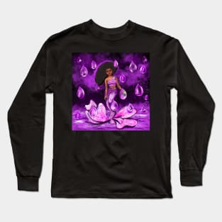 Mermaid in the rain 2022, mermaid among raindrops falling into Water. The best Gifts for black women 2022 Long Sleeve T-Shirt